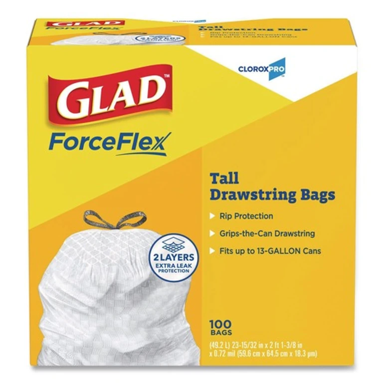 78526 13 Gallon 0.72 mil 24 in. x 27.38 in. Tall Kitchen Drawstring Trash Bags - Gray (100/Box)