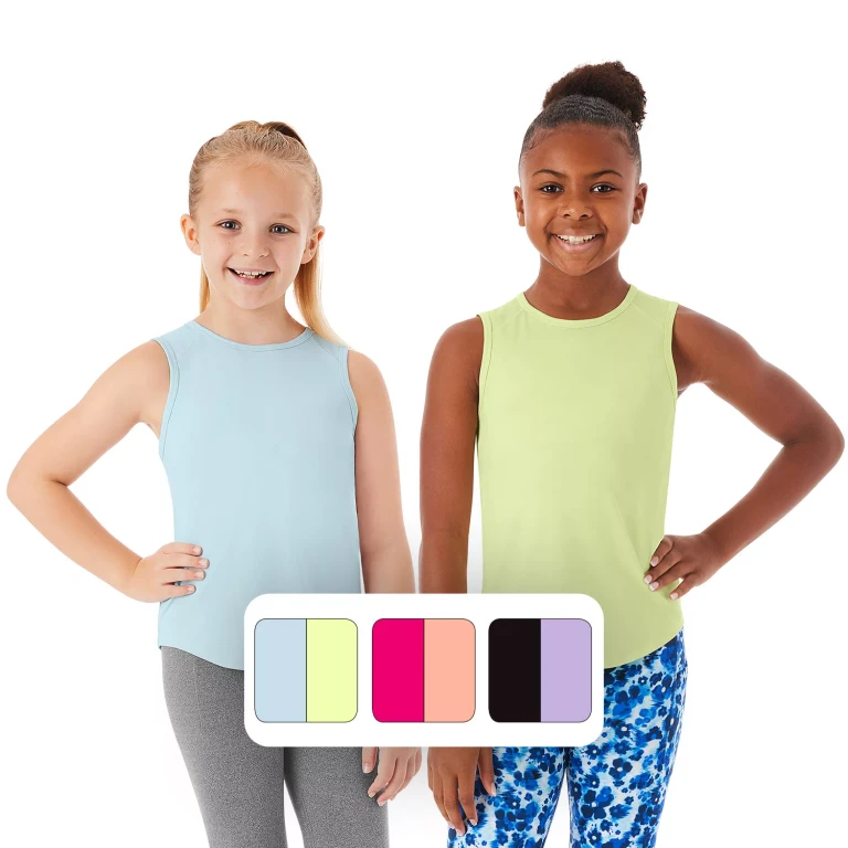 Girls 2-Pack Active Tank Light Blue S 6/6X:- Light Blue, S 6/6X