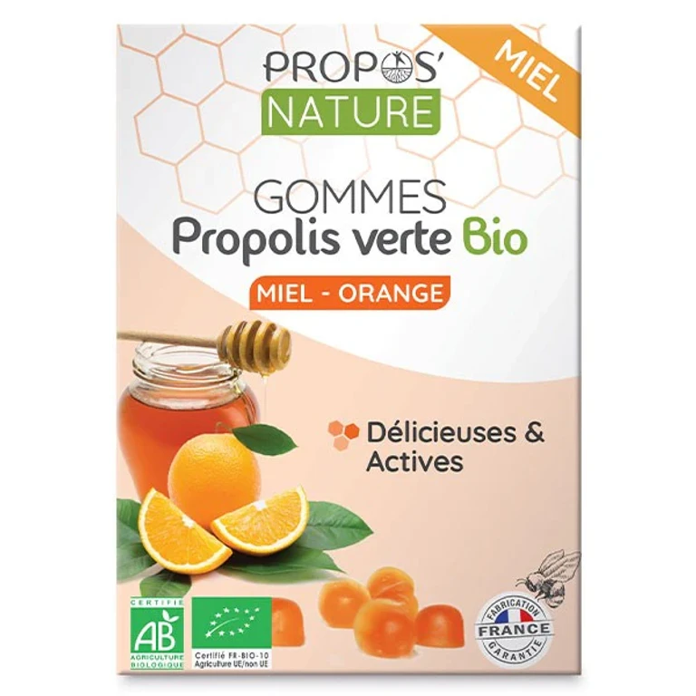 Propos'Nature Propolis Green Honey and Orange Organic Gum 45g