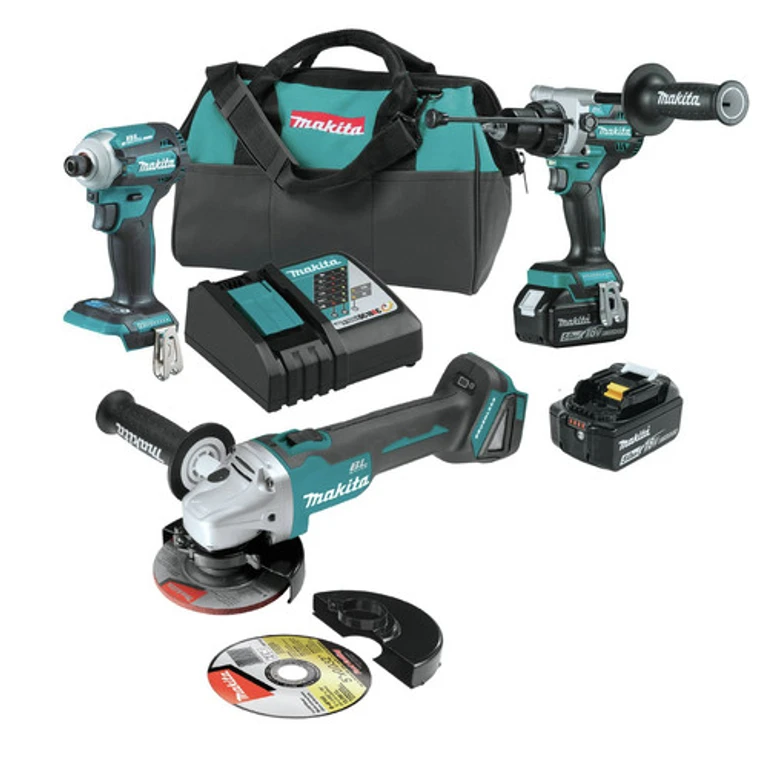 XT288T-XAG04Z 18V LXT Brushless Lithium-Ion 1/2 in. Cordless Hammer Drill Driver and 4-Speed Impact Driver Combo Kit with Cut-Off/ Angle Grinder Bundle