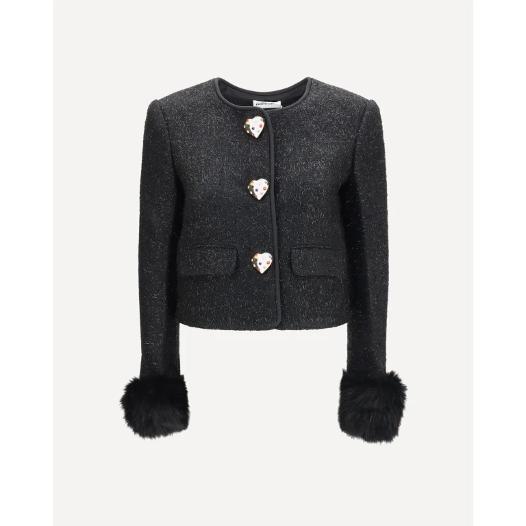 Metallic bouclé Jacket with faux fur cuffs Female 8