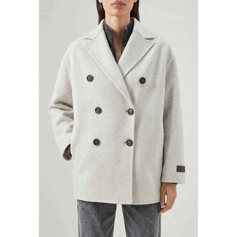 Women'S Marble Double-Breasted Wool Coat