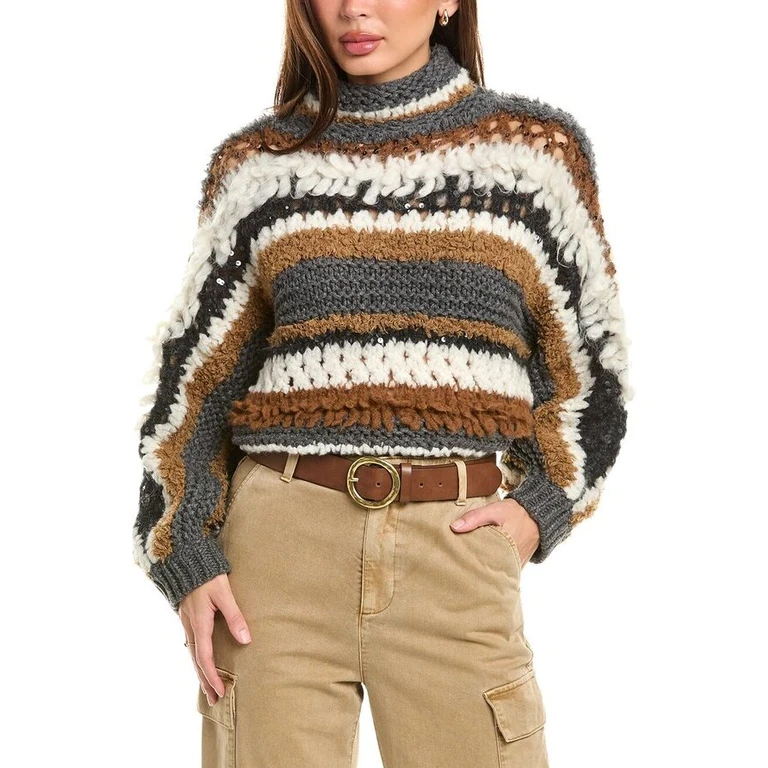 Women'S Lead Cashmere Striped Knit Sweater