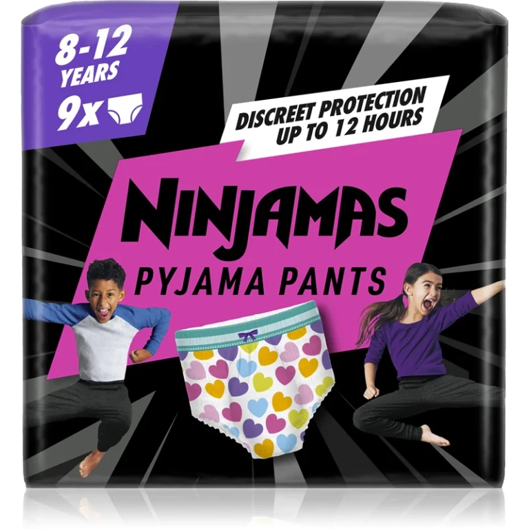 Ninjamas Pajama Pants nightwear diapers 27-43 kg Hearts 9 pieces