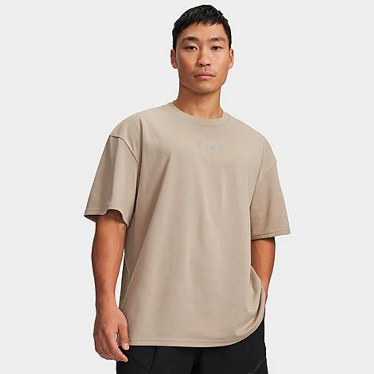 Men's Unstoppable+ Heavyweight Reflective Logo T-Shirt in City Khaki/Silver Reflective Size: XS