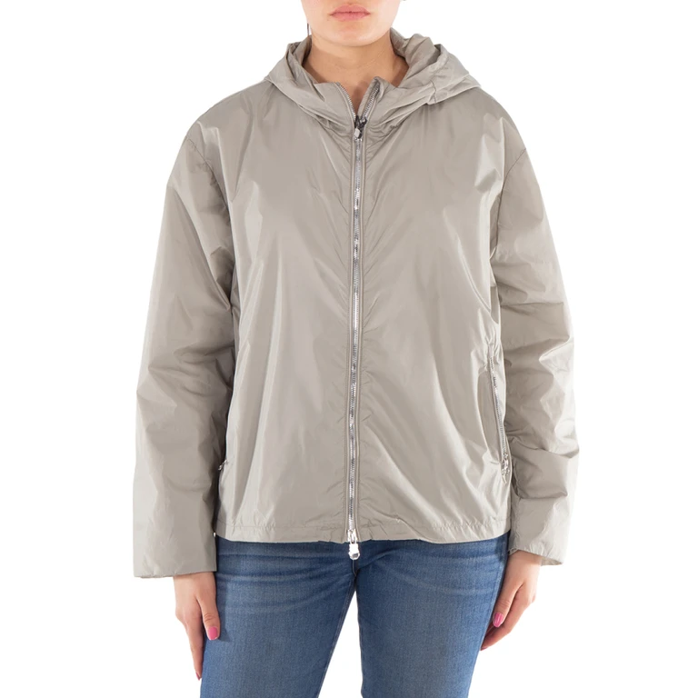 Long Sleeve Zip-Up Nylon Jacket, Size Medium