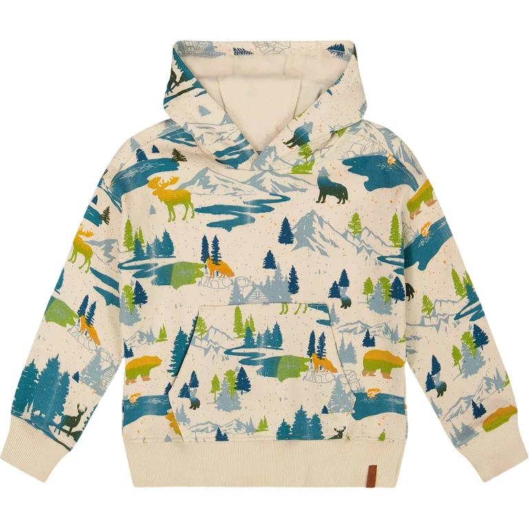 Beige Printed Hooded Fleece Sweatshirt - Big Boy