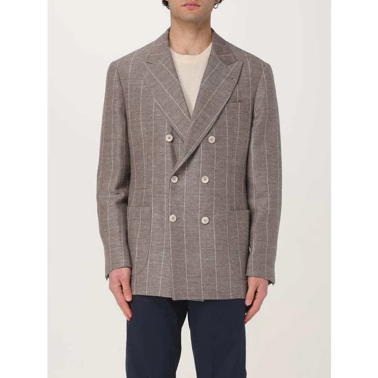 Bark Linen Wool Double-Breasted Blazer