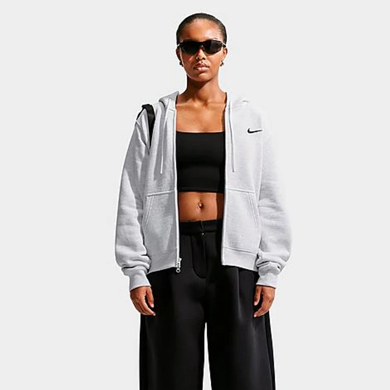 Studio Fleece Midweight Full-Zip Hoodie in Birch Heather/Black