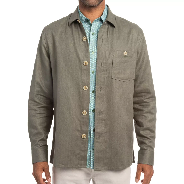 Linen Overshirt Olive XS:- Olive, XS