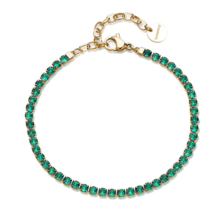 Gold-Plated Tennis Bracelet With Green Zirconia Desideri Bei102