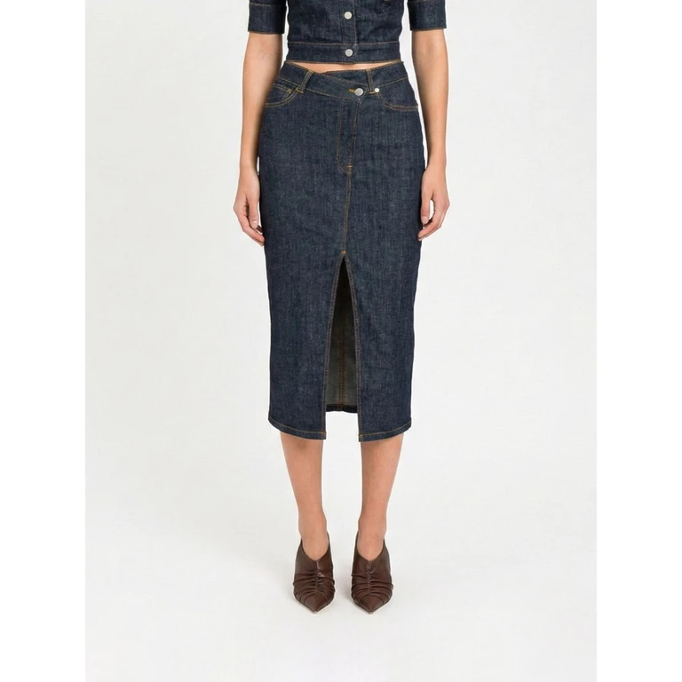Stretch Denim Midi Skirt (261AP236406295)