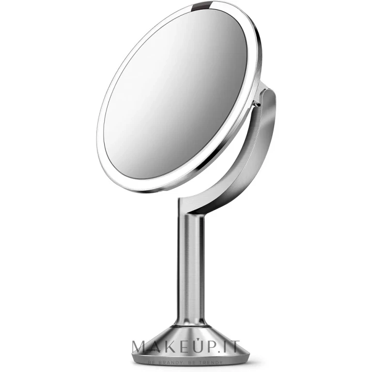 Sensor TRIO rechargeable cosmetic mirror with touch control and LED lighting, 1x / 5x / 10x magnification - Shade: brushed stainless steel