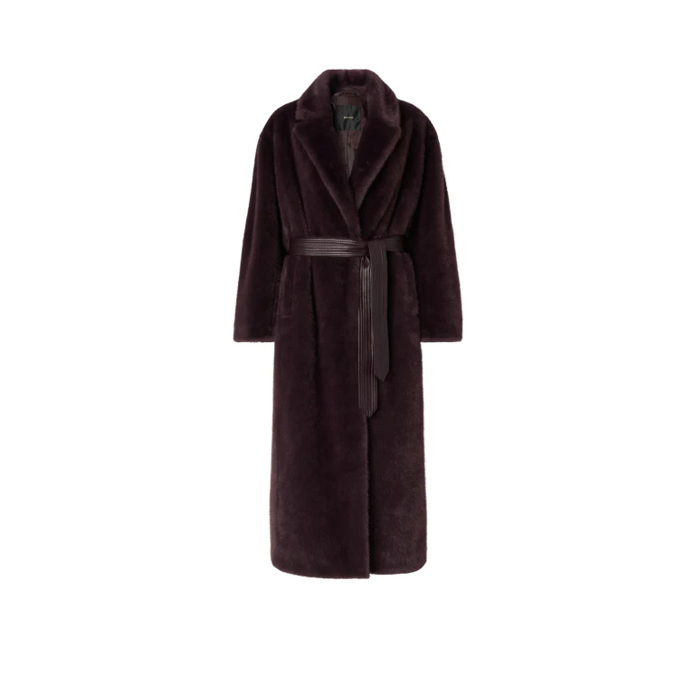 Manteau long ceinturé en fourrure synthétique - 36
