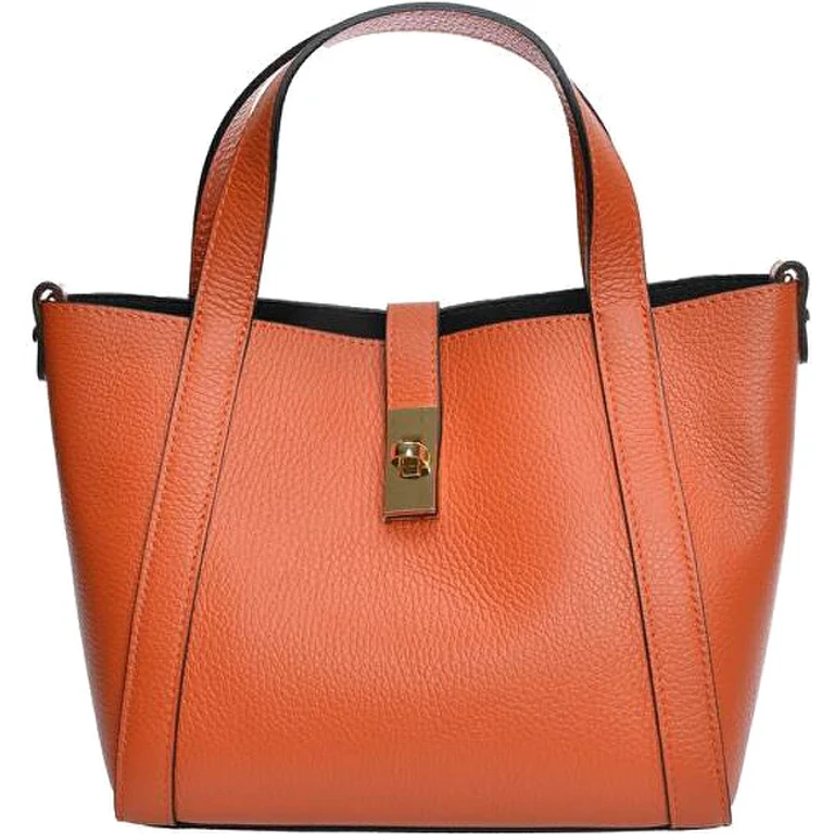 Women's Leather Handbag in Orange Color