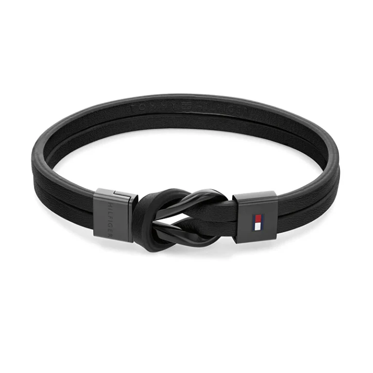 Modern Black Leather Woven Bracelet with Knot 2790442