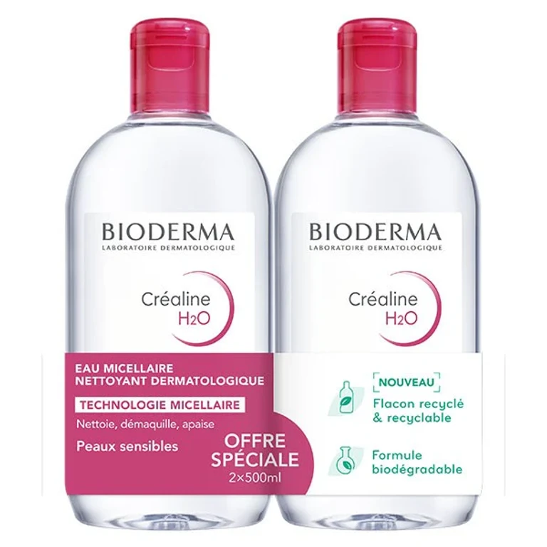 Crealine H2O - Original Micellar Water - PACK of 2x500 ml Pack of 2