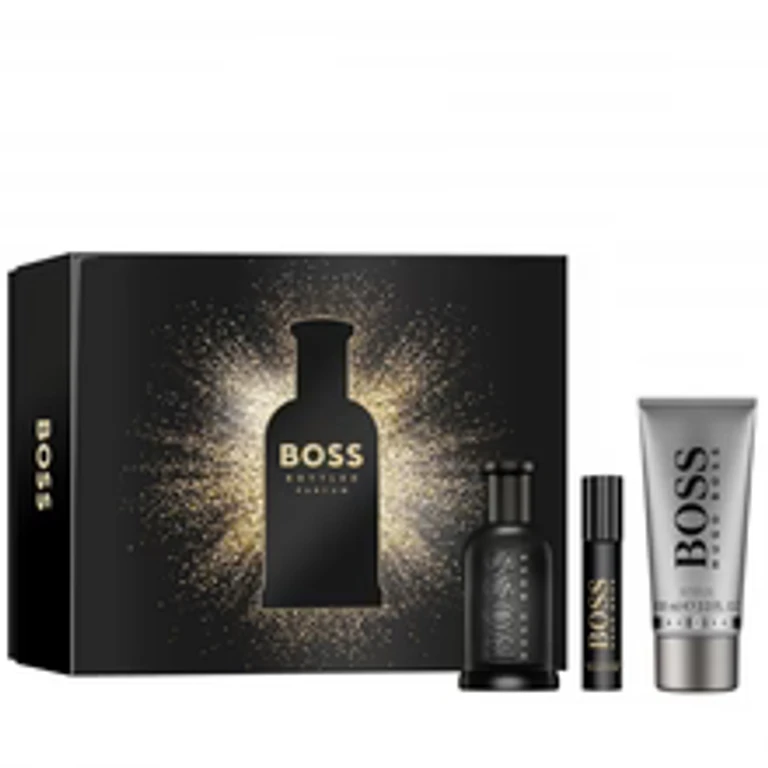 Boss Bottled Parfum gift set 100 ml perfume, 10 ml miniature and 100 ml shower gel