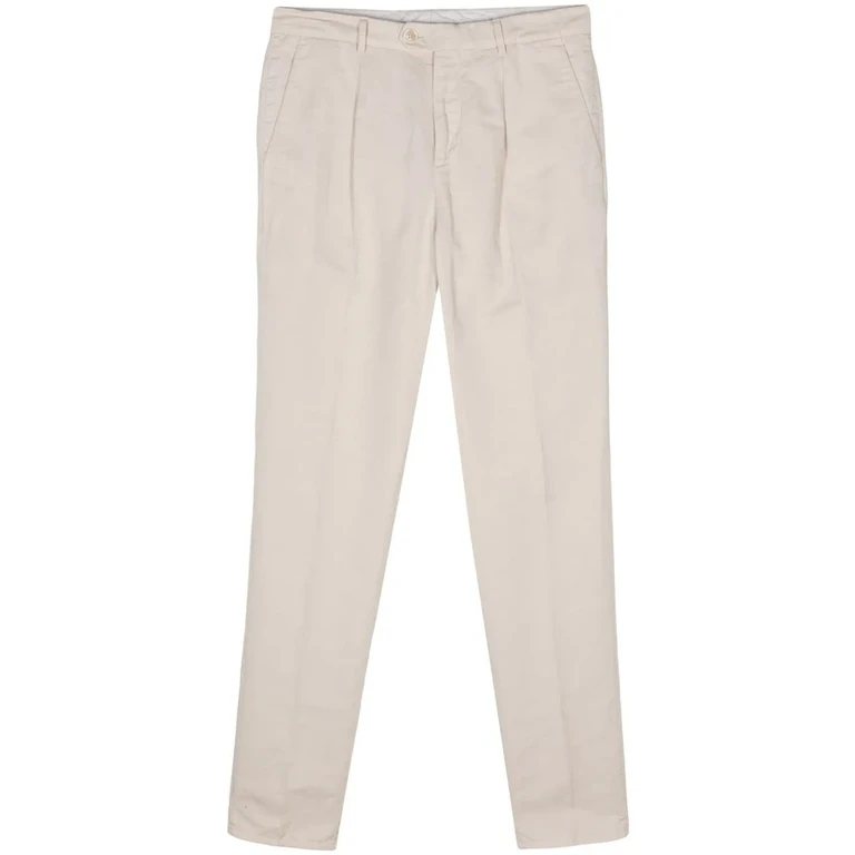 Beige Linen Blend Tailored Trousers