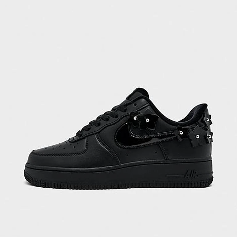 Nike Women's Air Force 1 '07 "Florette" Casual Shoes in Black/Off Noir/Metallic Silver Size: 5.0