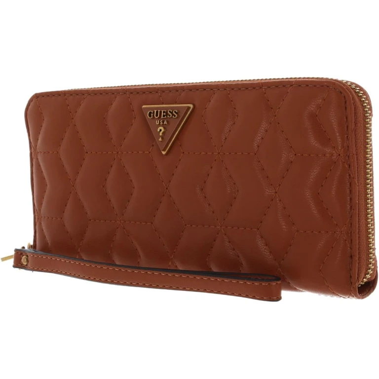 , Elenia, Fabric Wallet, SLG Large with Zipper, Cognac, for Women