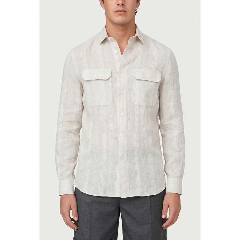 Crete Linen Striped Button-Up Shirt