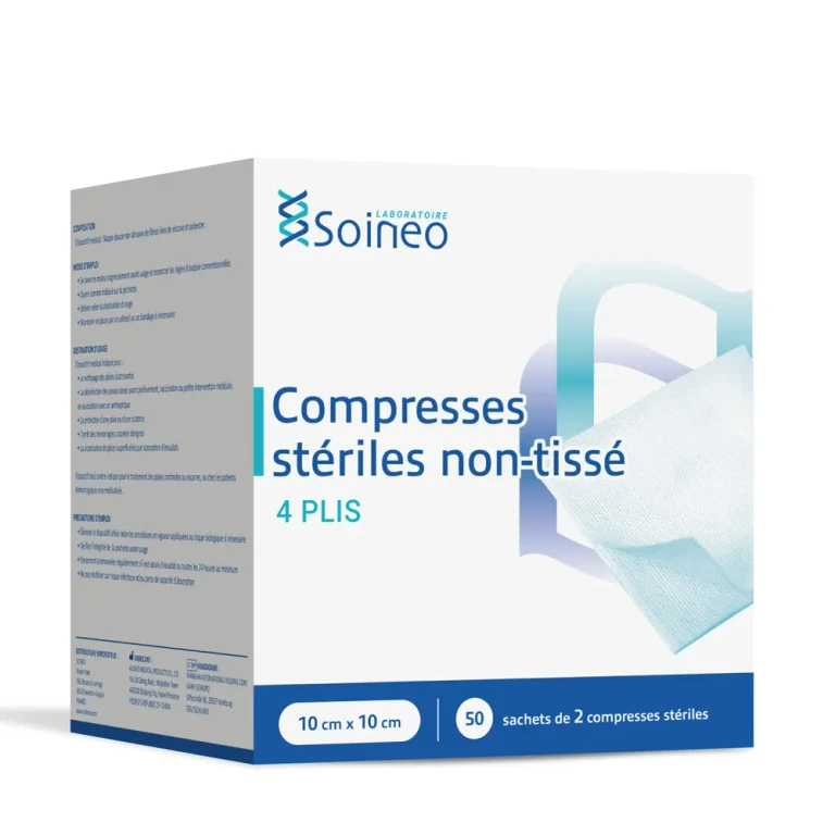 Sterile non-woven compresses 4 folds 10x10cm x50 sachets of 2