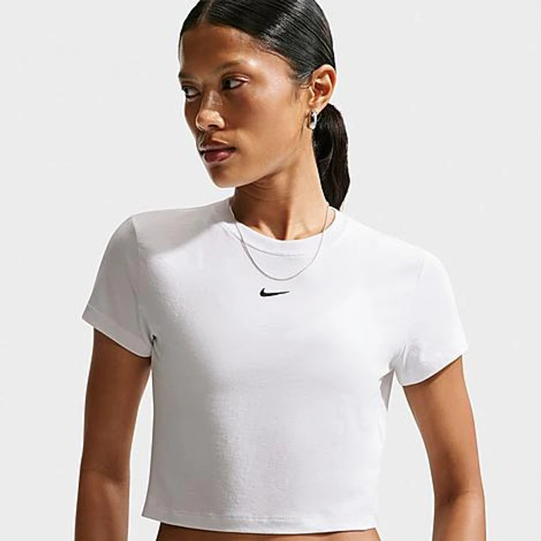 Women's Sportswear Essential Slim Crop T-Shirt in White/Black Size: XS