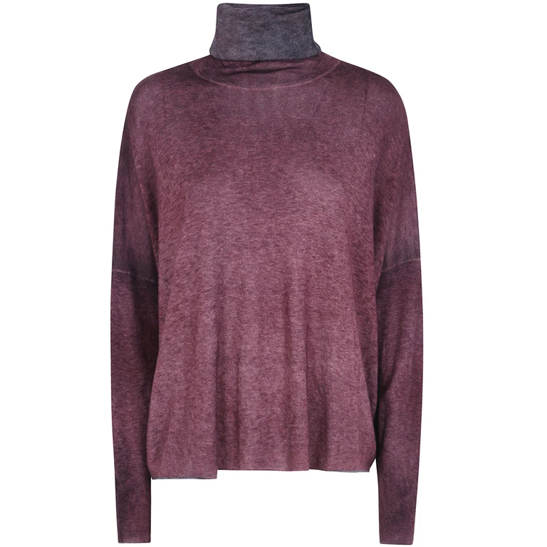 Sweater Hand Painted Ultralight Cashmere Wool High Neck Pull