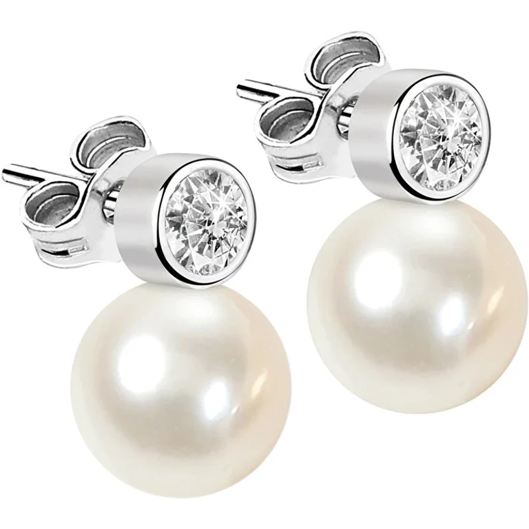 Silver Earrings With Real Pearls Pearl Sanh04