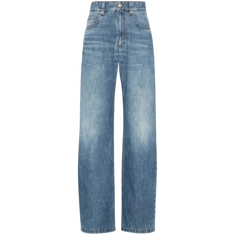 Jeans boyfriend blu cinque tasche con effetto sbiadito in denim