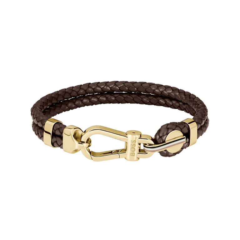 Trendy Double Bracelet in Brown Leather 1580700 - Length: 19 Cm