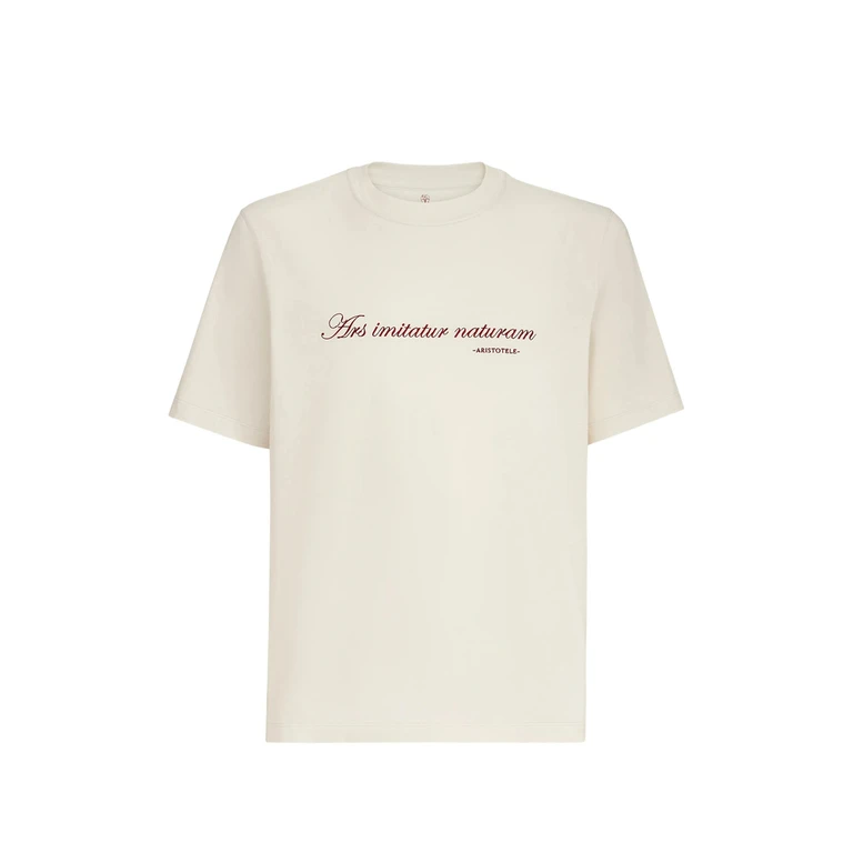 Phrase-embroidery Crew-neck T-shirt