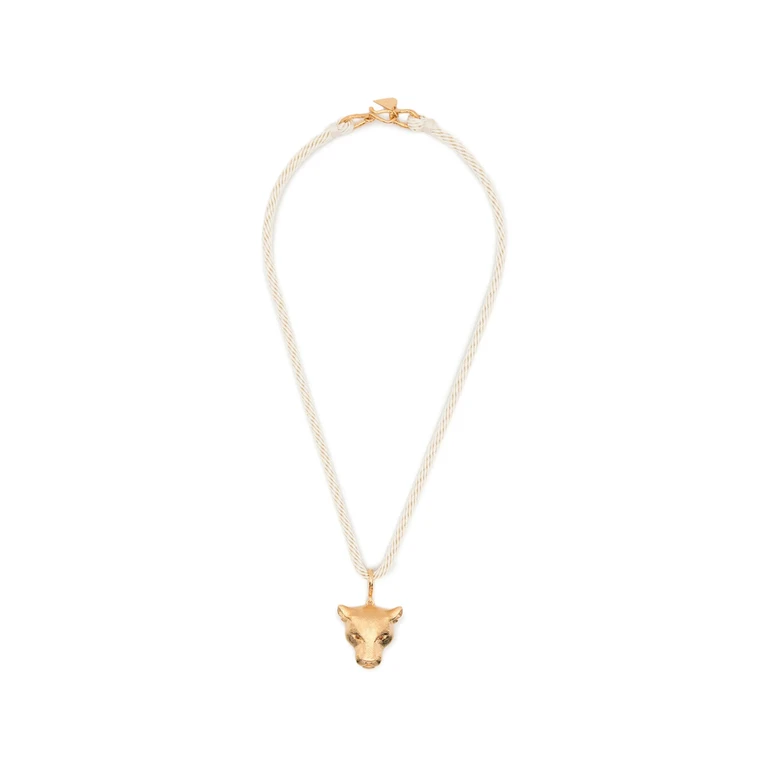 Panther-pendant Rope Necklace