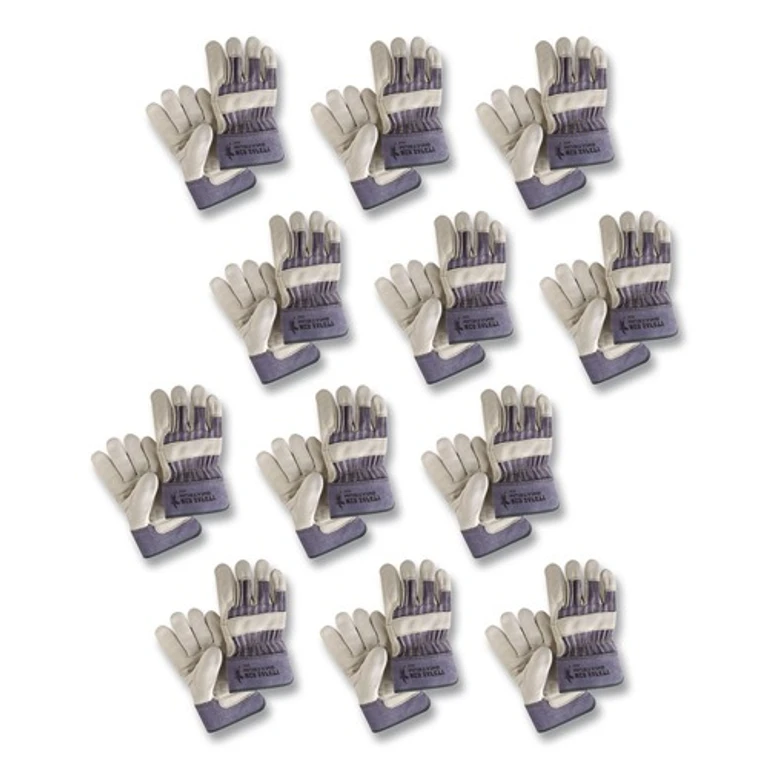 Mustang Leather Palm Gloves - X-Large, Blue/Cream (1-Dozen)