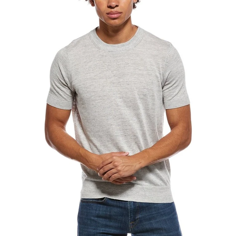 Fog Linen Blend Short-Sleeve Sweater