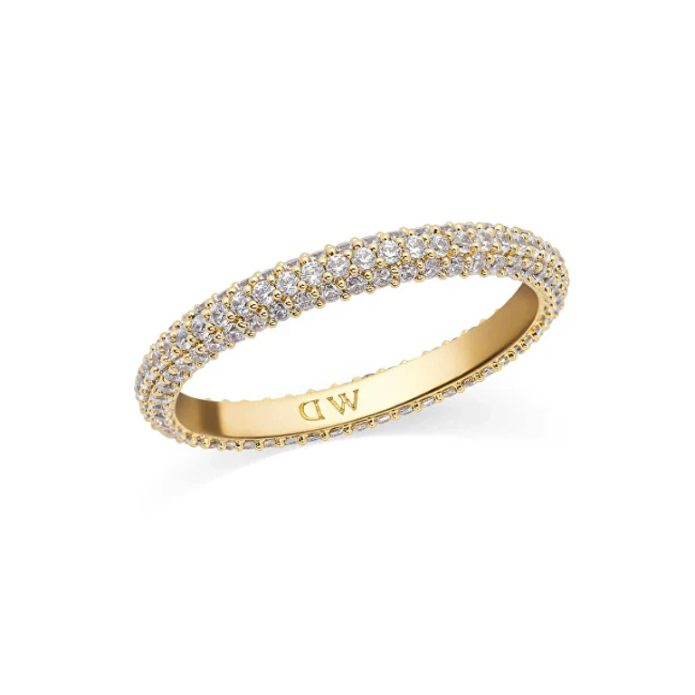Sparkling Gold-Plated Ring with Cubic Zirconia Pavé Dw004017 - Size: 56 Mm