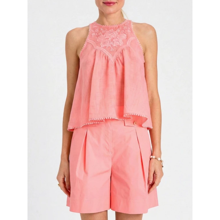 Embroidered Linen Top (261TT229213448)