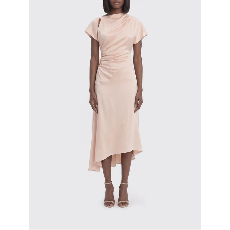 Asymmetric Slim Fit Midi Dress with Short Sleeves (1226WDR007294B9807)
