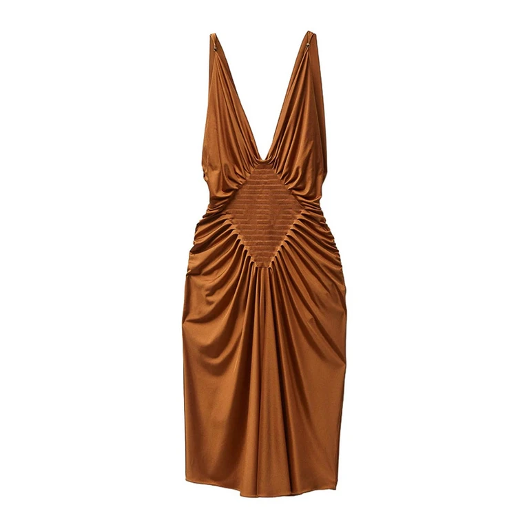 Robe Versace à col en V et détails froncés