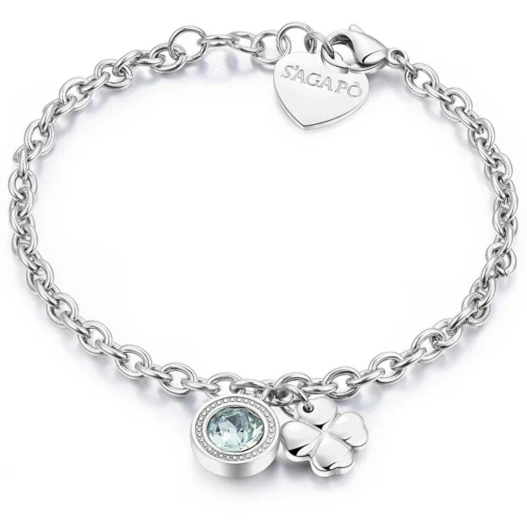 Steel Bracelet With Crystal And Lucky Clover Light Skt12