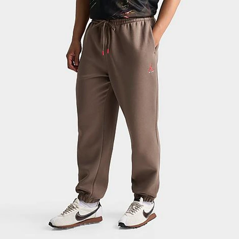 Men's Brooklyn Jumpman Air French Terry Jogger Pants in Palomino/University Red Size: Small