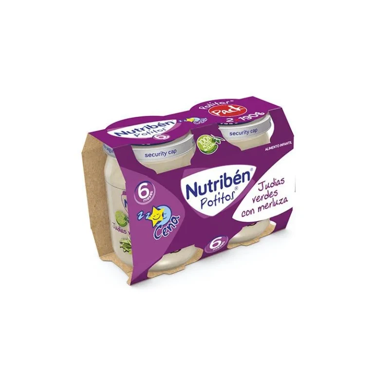 Nutribén Baby Food Dinner Bipack Green Beans with Hake 2x 190g