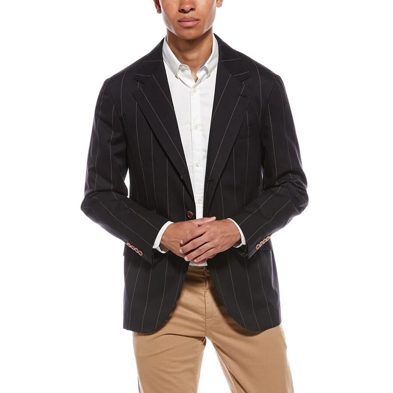 Black Wool Blend Striped Blazer