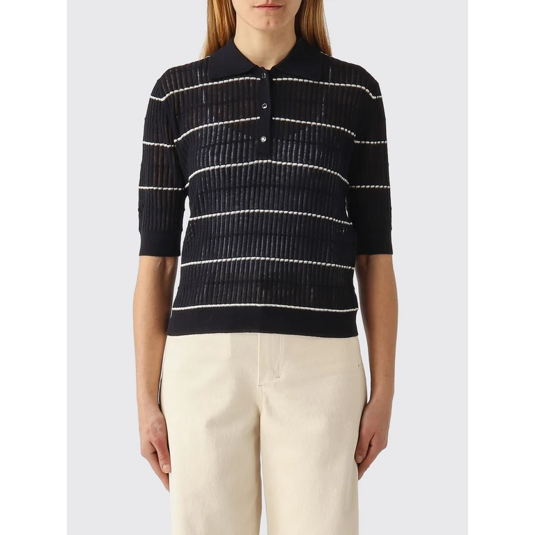 Striped Wool and Silk Polo Shirt (2616361051600014)