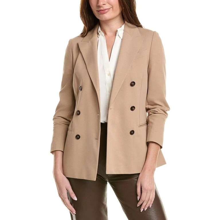 Almond Double-Breasted Deconstructed Blazer