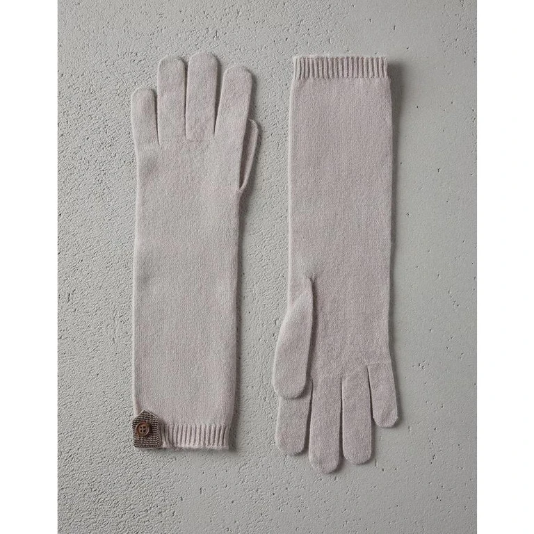Pale Long Knit Gloves
