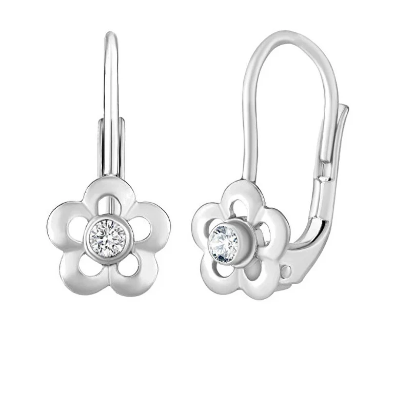 Silver Flower-Shaped Earrings with Zirconia Swarovski® Silvegob70164Sw