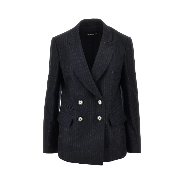 Pinstriped wool-blend double-breasted jacket Woman 40