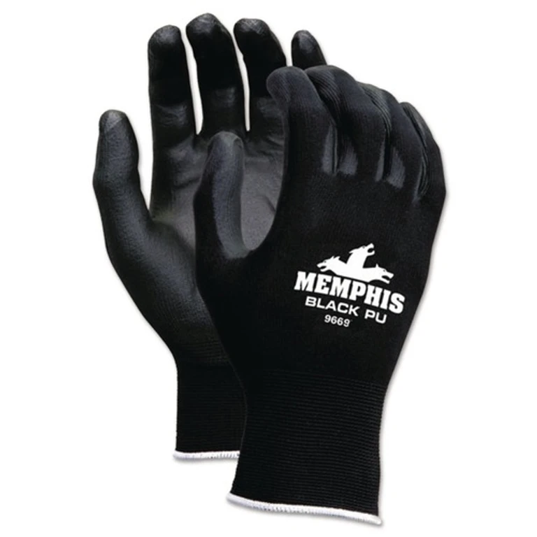 9669L Economy PU Coated Work Gloves - Large Black (1-Dozen)